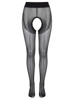 T014 Strumpfhose schwarz offener Schritt 20den