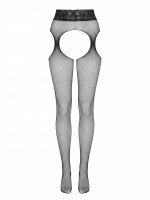 T018 Netzstrumpfhose schwarz offener Schritt