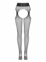 T018 Netzstrumpfhose schwarz offener Schritt