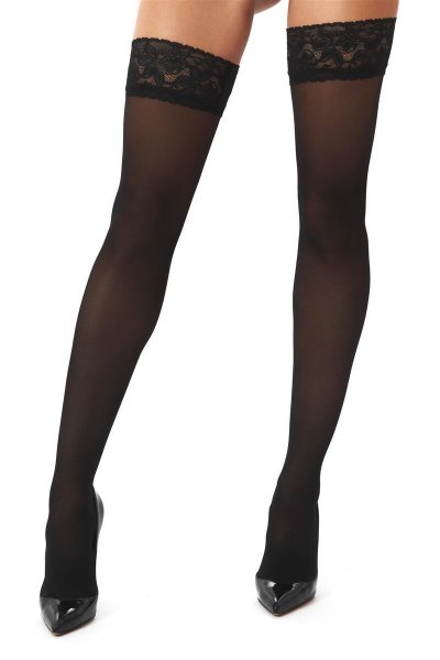 H003 halterlose Strümpfe schwarz 20den L/XL